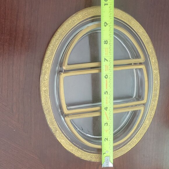 Vintage Gold Trimmed Glass 4-Piece Divided Serving Platter Tray - Picture 7 of 9